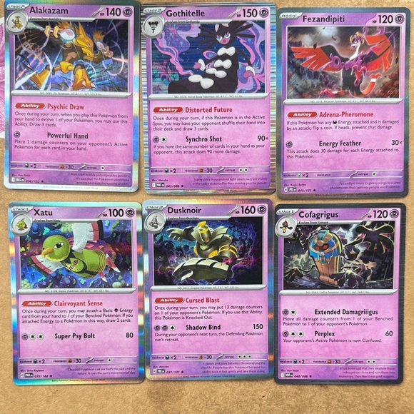 Pokemon Other - 6 Psychic Pokemon Trading Cards - All Holo and Rare